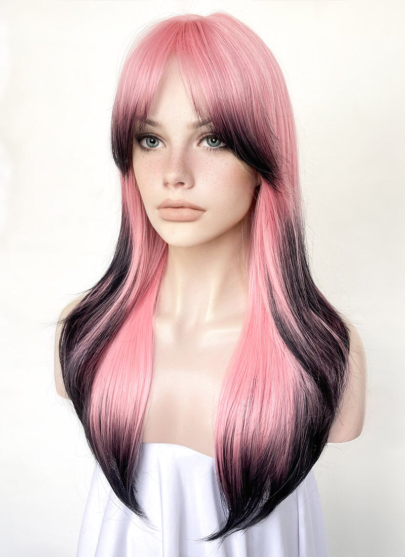 Pink Mixed Black Straight Synthetic Hair Wig NS500