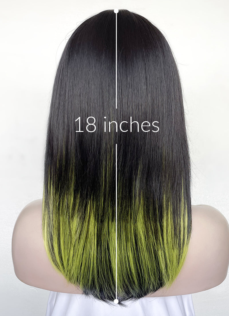 Black Mixed Green Straight Synthetic Hair Wig NS509