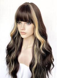 Brown Mixed Blonde Wavy Synthetic Hair Wig NS513