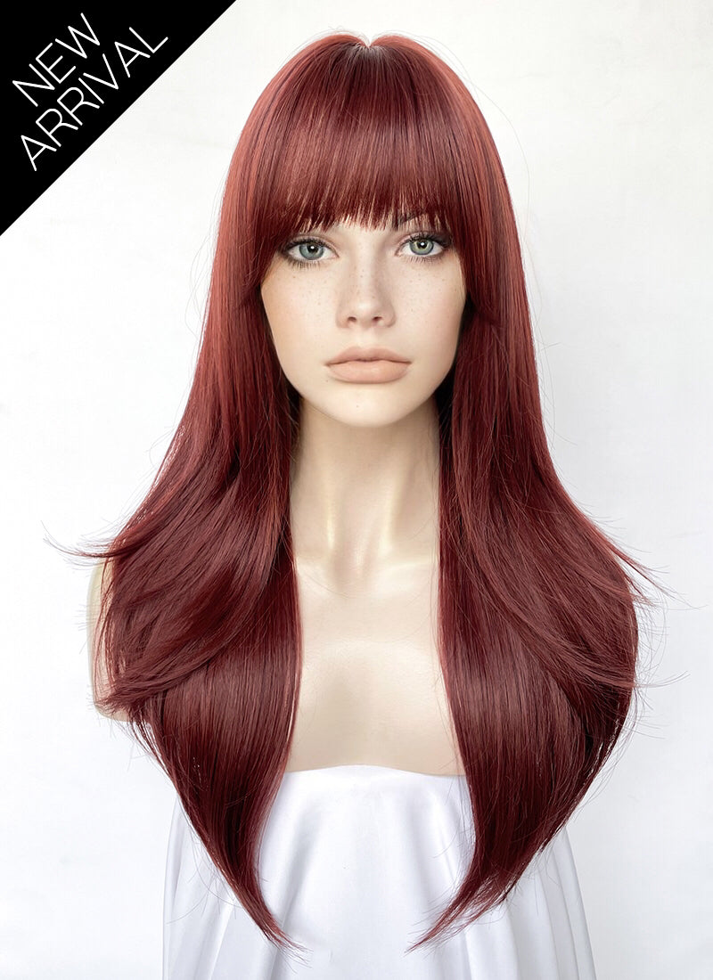 Dark Red Straight Synthetic Hair Wig NS527
