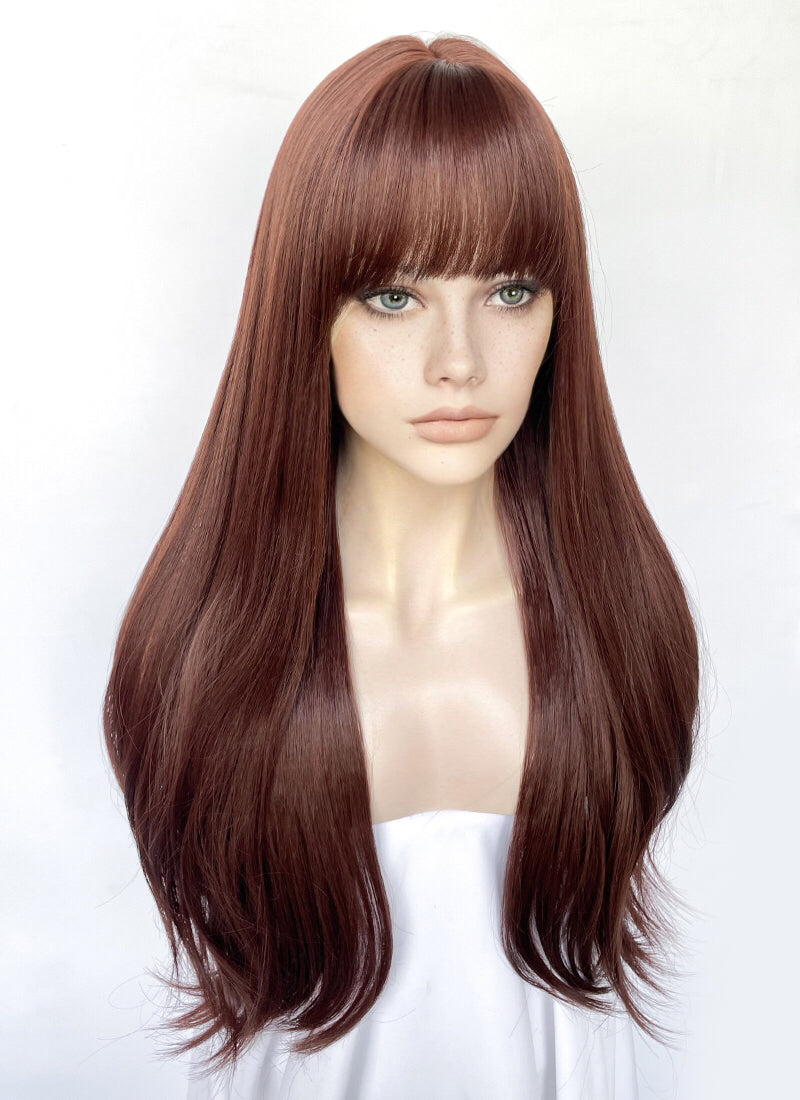 Reddish Brown Straight Synthetic Hair Wig | WigIsFashion