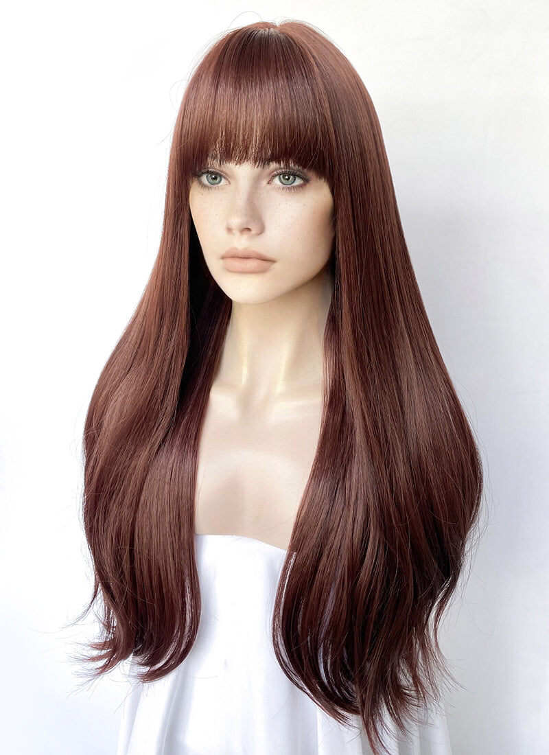 Reddish Brown Straight Synthetic Hair Wig | WigIsFashion