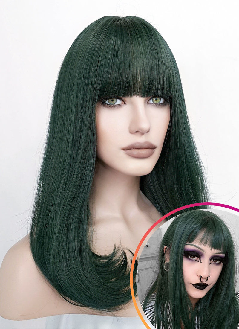 Dark Green Straight Synthetic Hair Wig NS284