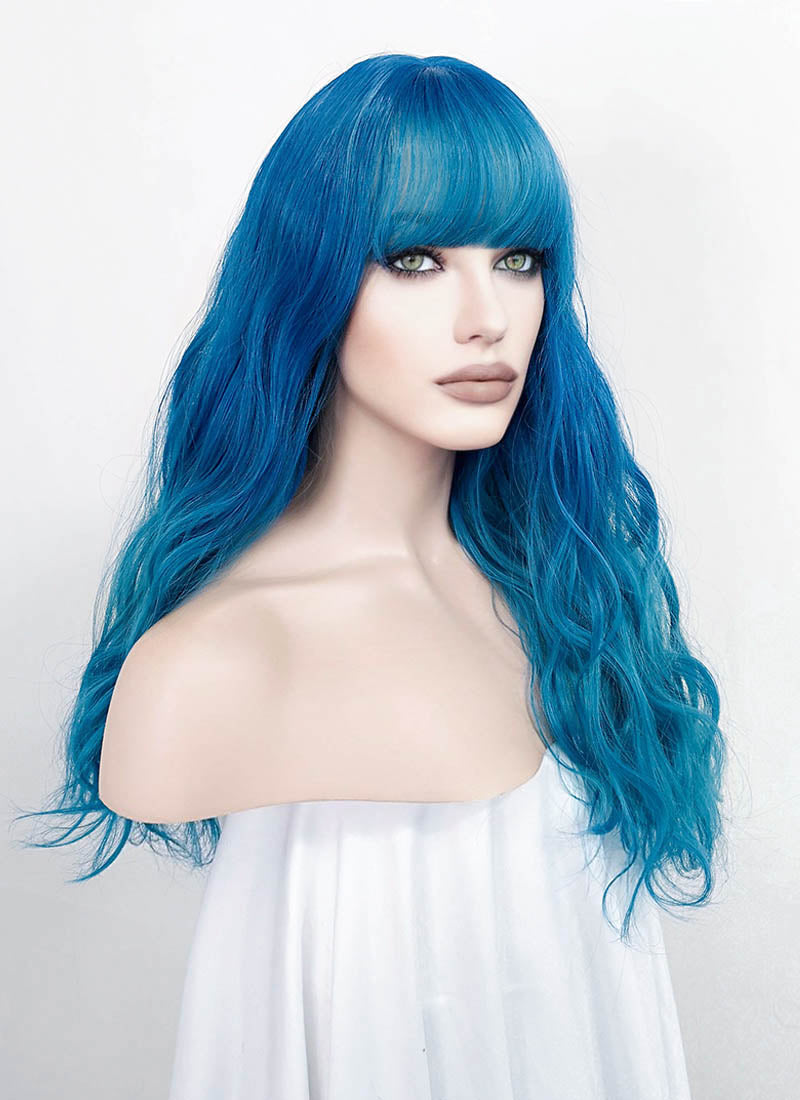 Mixed Blue Wavy Synthetic Wig NS324