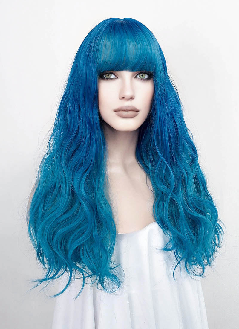Mixed Blue Wavy Synthetic Wig NS324