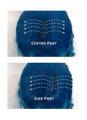Mixed Blue Wavy Synthetic Wig NS324