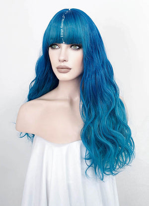 Mixed Blue Wavy Synthetic Wig NS324