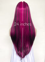 Monster High Draculaura Black Mixed Magenta Straight Synthetic Hair Wig TB1660