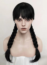 Wednesday Addams Jet Black Synthetic Wig TBZ871A