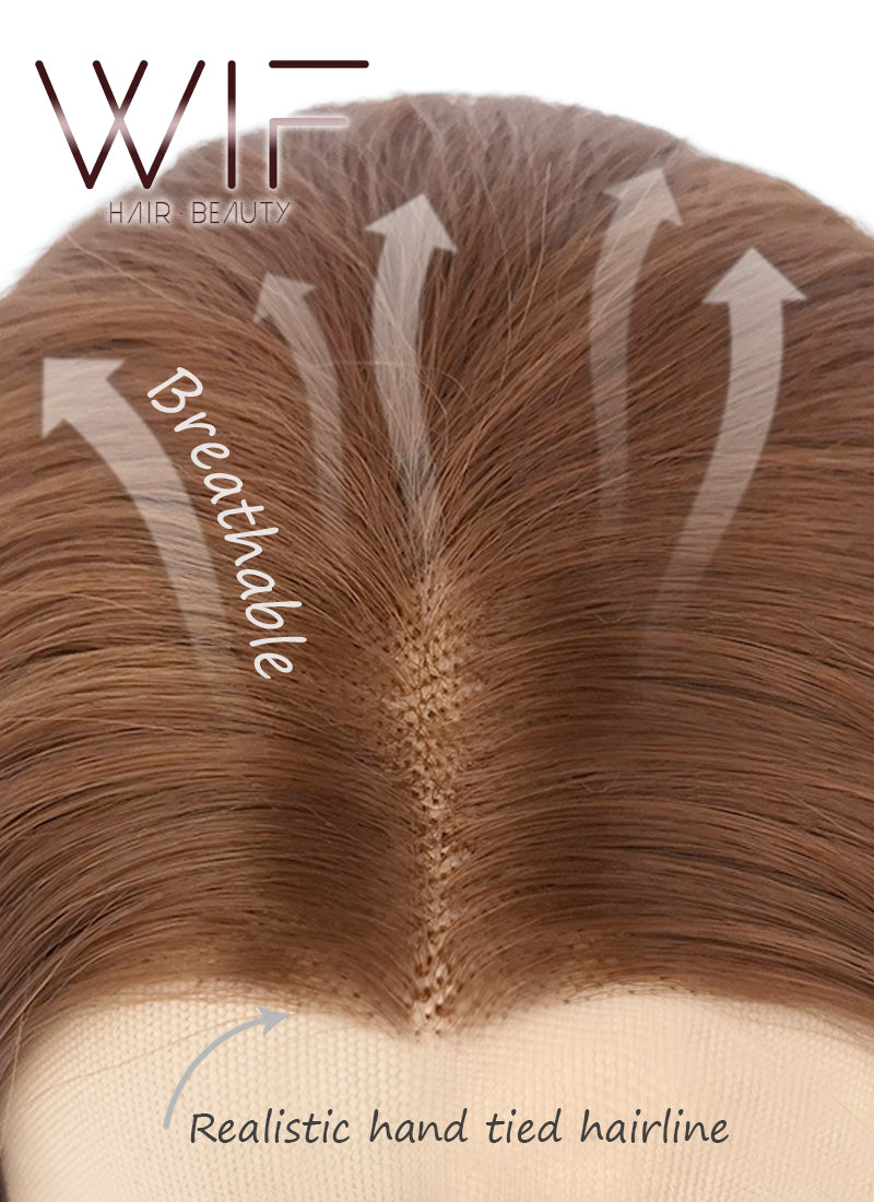 Straight Light Blonde Black Split Gemini Color Lace Front Synthetic Wig LW1531