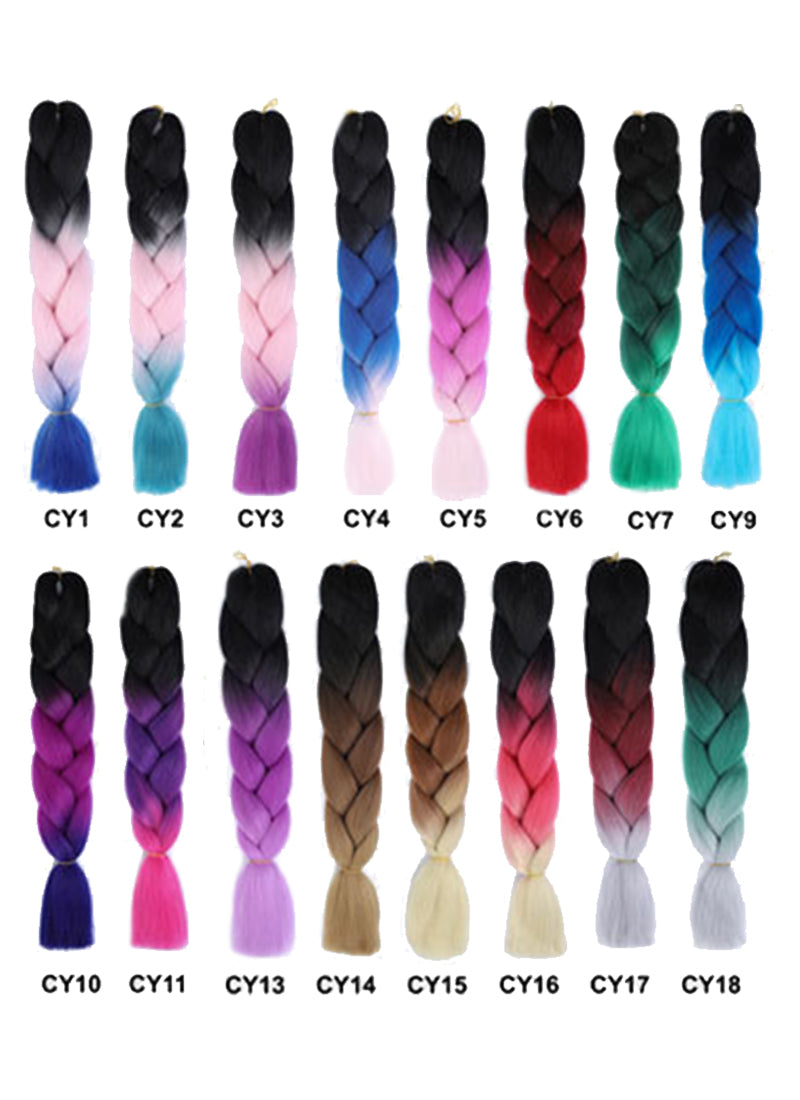 24" Festival Jumbo Braiding Synthetic Hair Extensions - Ombre Colors